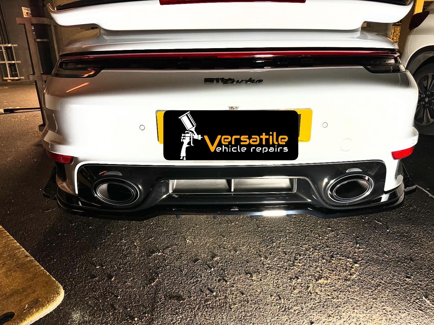 Porsche 911 Turbo rear diffuser and exhaust finish