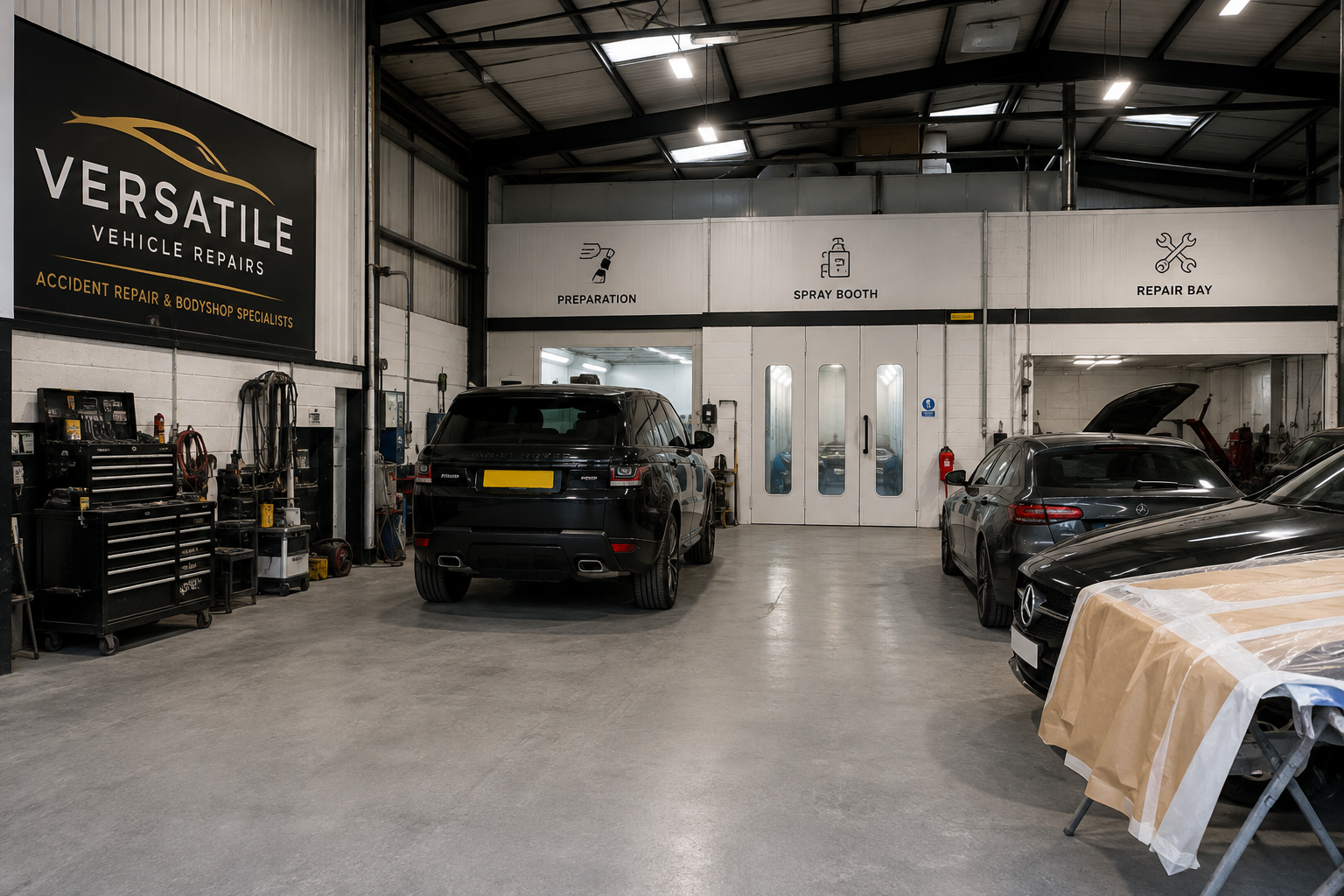 Wide view of the Versatile Vehicle Repairs workshop