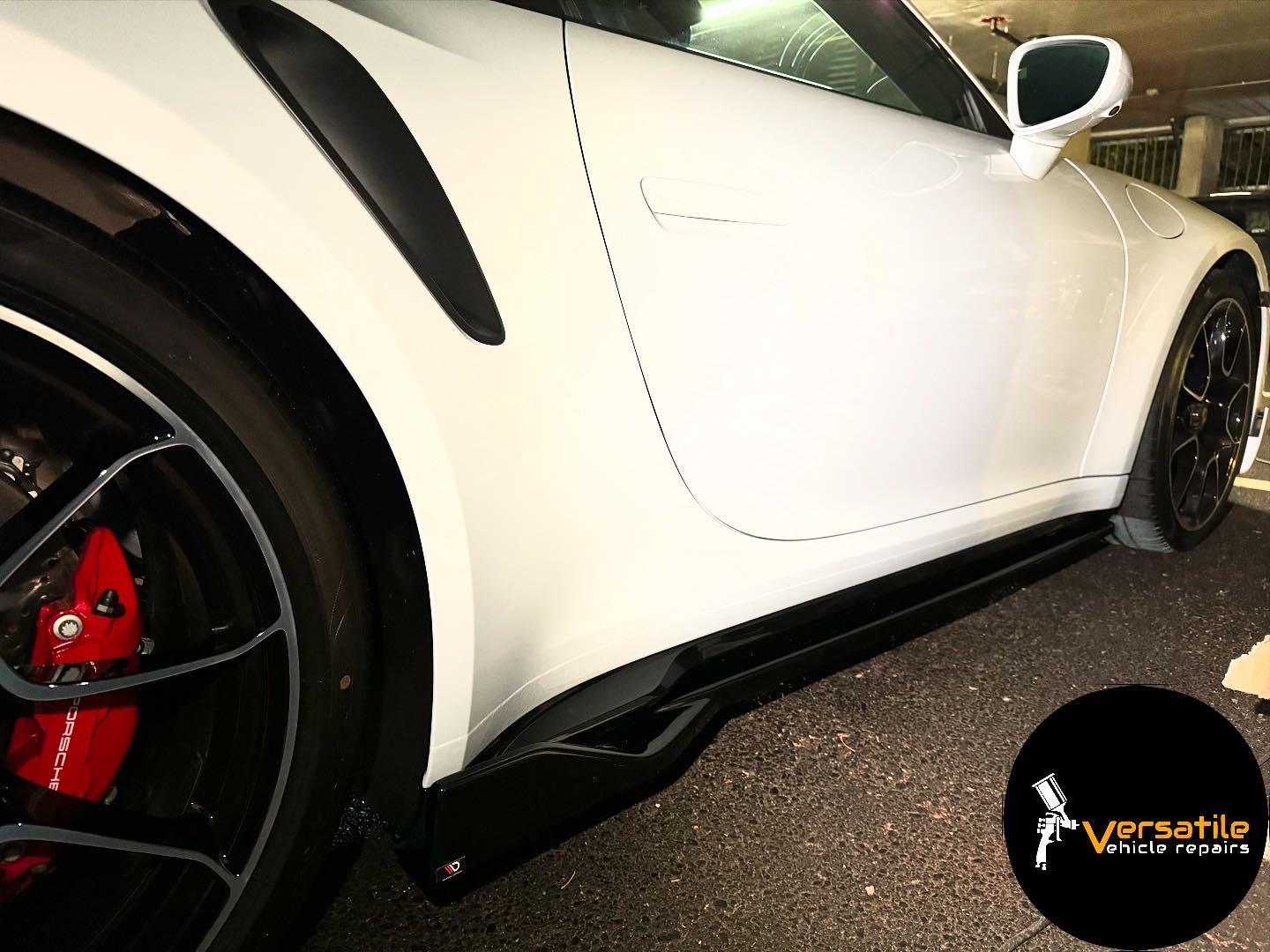 Porsche 911 Turbo gloss black side skirt fitted