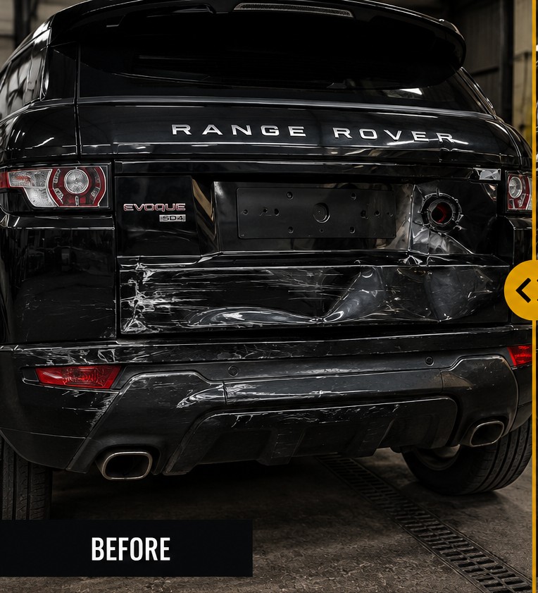 Rear Bumper & Boot Repair, Range Rover Evoque - before